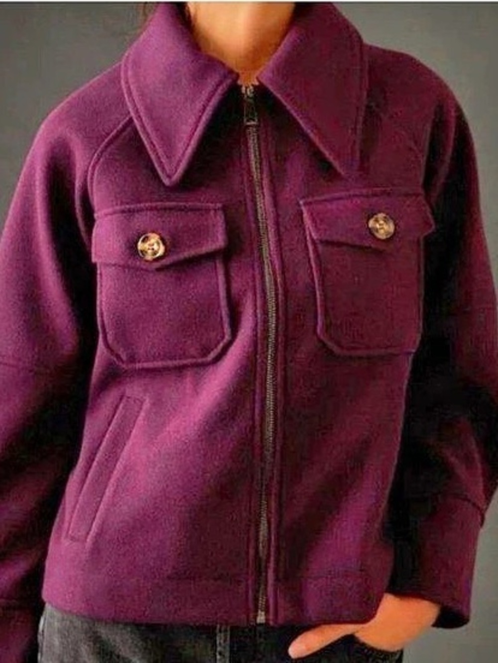 Avec Les Filles Filled Shirt Jacket Purple S
